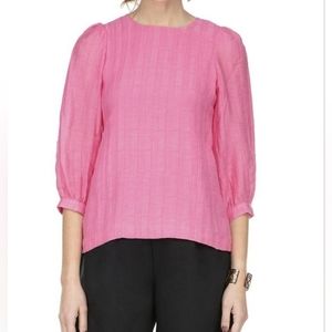 Jade bubble gum pink textured fabric  blouse